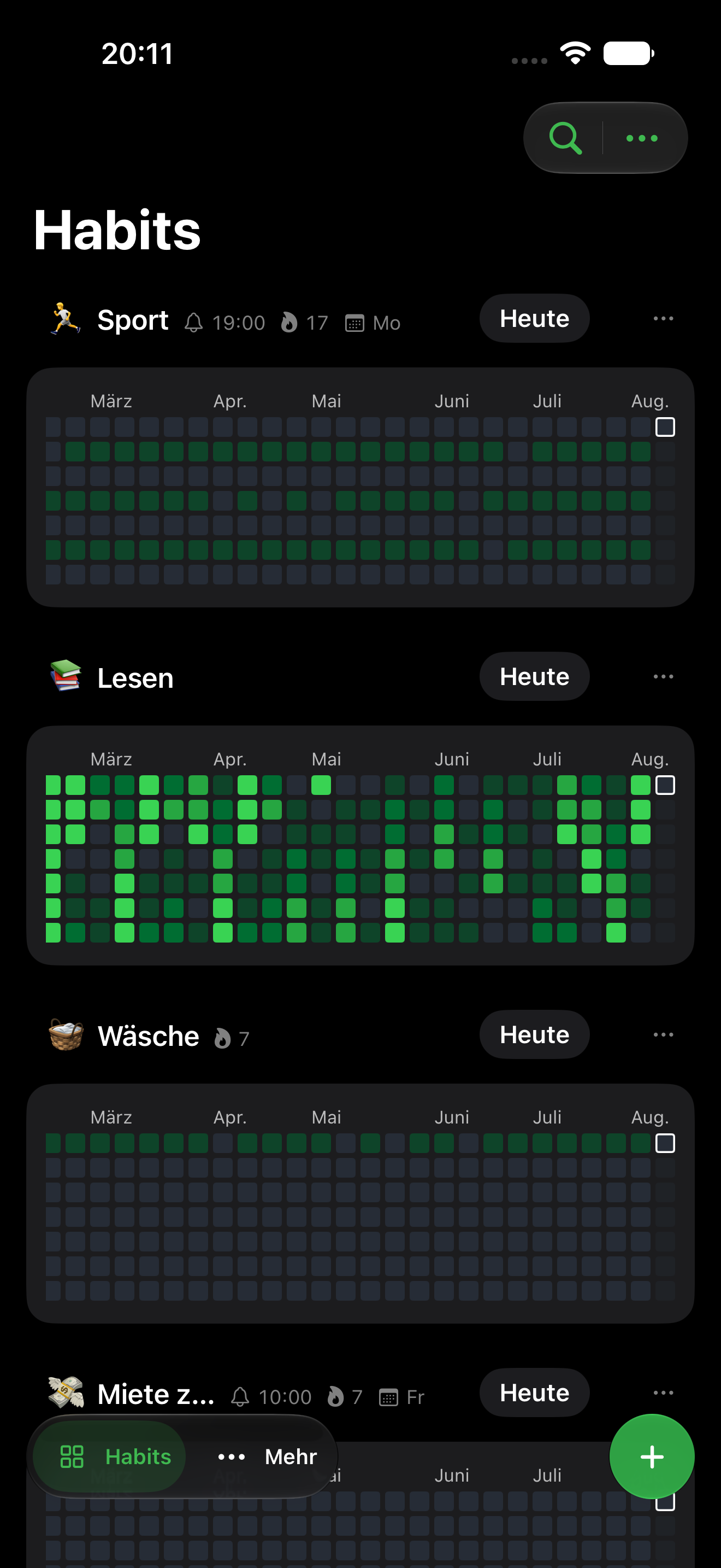 Habit list, dark
